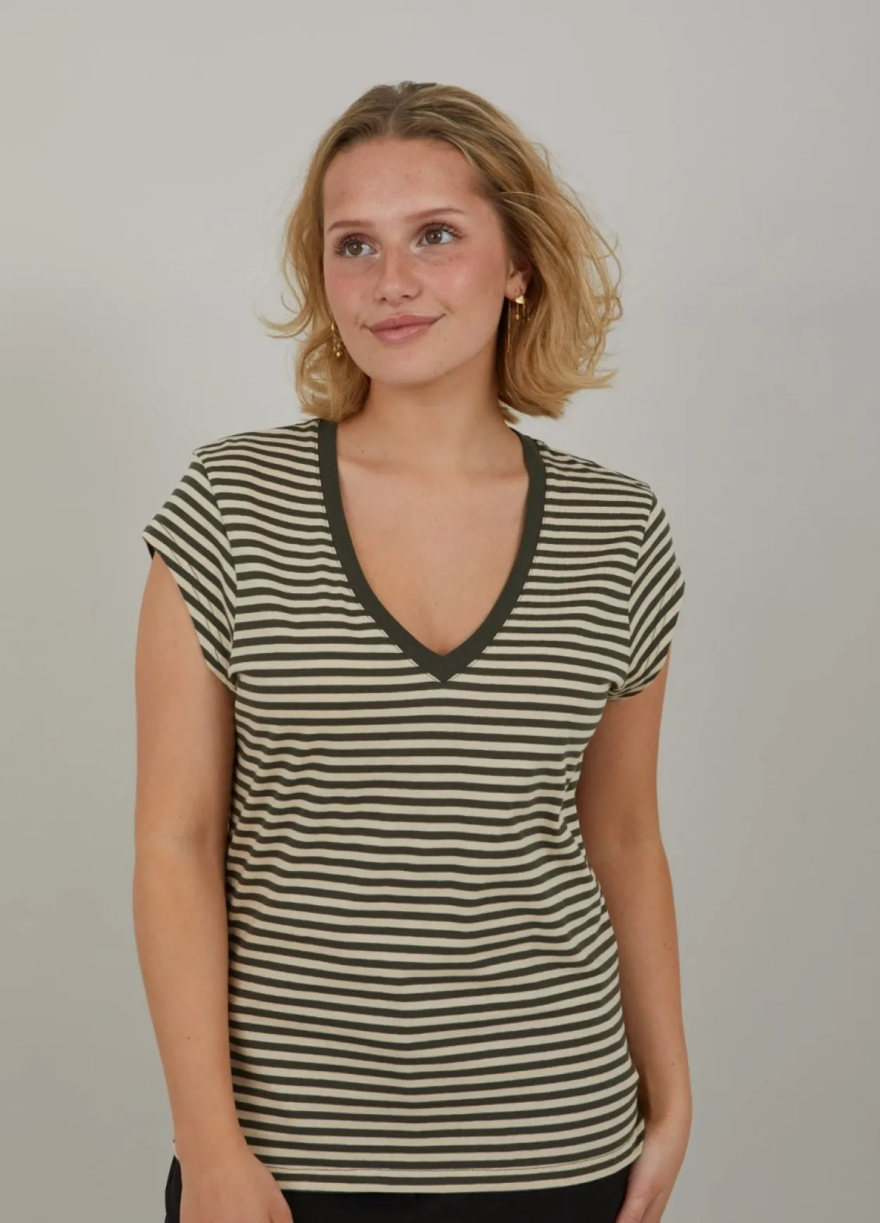 Cc Heart Basis Stribet V-Hals T-Shirt