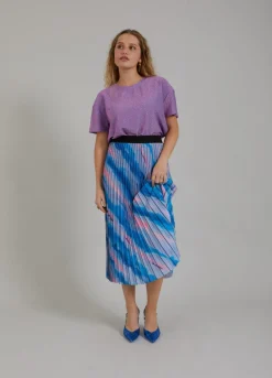 Plisseret Nederdel M. Faded Stripe Print